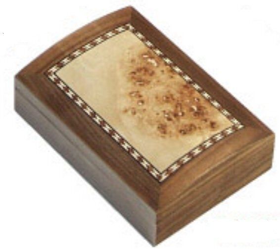 Scatola Gioco Porta 2 Mazzi Carte Modiano Bombata Noce Radica Pioppo Scatola Gioco Porta 2 Mazzi Carte Modiano Bombata Noce Radica Pioppo