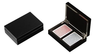 Scatola Gioco Porta 2 Mazzi Carte Modiano Laccata Nera Scatola Gioco Porta 2 Mazzi Carte Modiano Laccata Nera