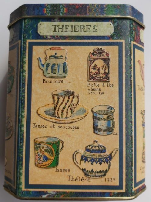 Scatola Latta Francese Tin Box Theieres Tea figure in rilievo 8002 Vintage
