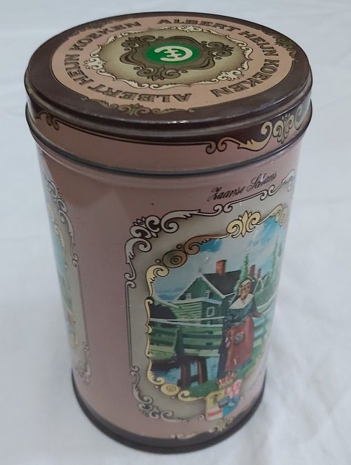 Scatola Latta Cilindrica Tin Box Vintage Albert Heijn Koeken Holland