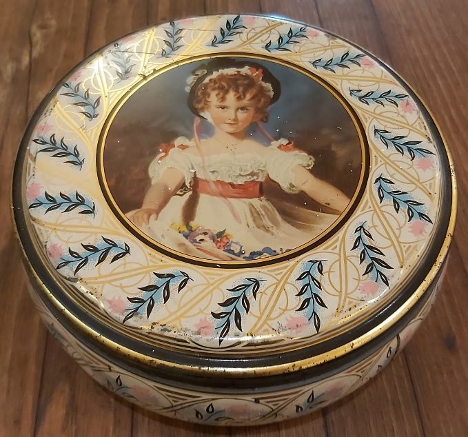 Scatola Latta Biscotti Bambina Peek Frean & Co. Ltd London Anno 1920