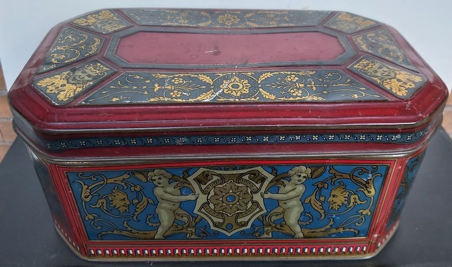 Scatola Latta SIRCA Torino Putti Disegni Decorativi Blu Rossa Scatola Latta SIRCA Torino Putti Disegni Decorativi Blu Rossa