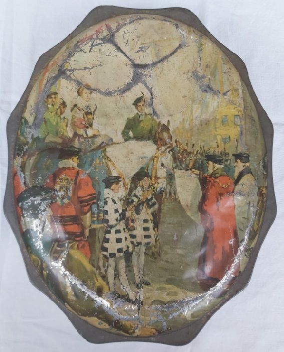 Scatola Latta Biscotti Tin Box Huntley & Palmers Dama Gentiluomo Manufactory Reading England