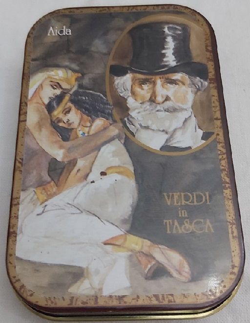 Scatola Latta Serie Giuseppe Verdi in Tasca Aida Tin Box Vintage Scatola Latta Serie Giuseppe Verdi in Tasca Aida Tin Box Vintage