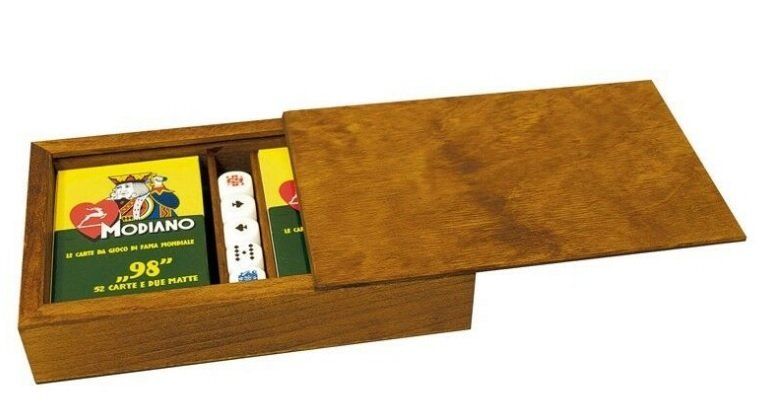 Scatola Gioco Carte Legno in Frassino Spazzolato Noce