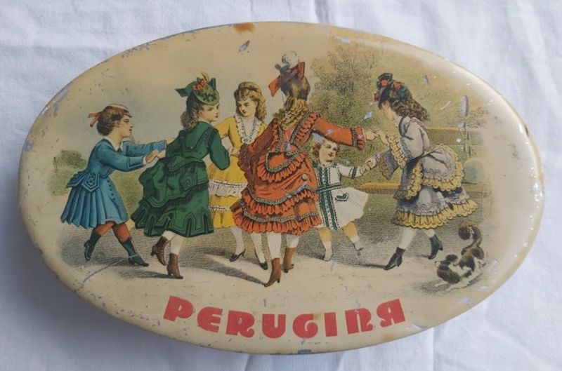 Scatola Latta Ovale Tin Box Vintage Perugina Fanciulle Girotondo Anni ’50-‘60