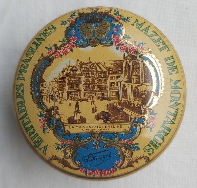 Scatola Latta Tin Box Mazet De Montargis Veritables Praslines Vintage Scatola Latta Tin Box Mazet De Montargis Veritables Praslines Vintage