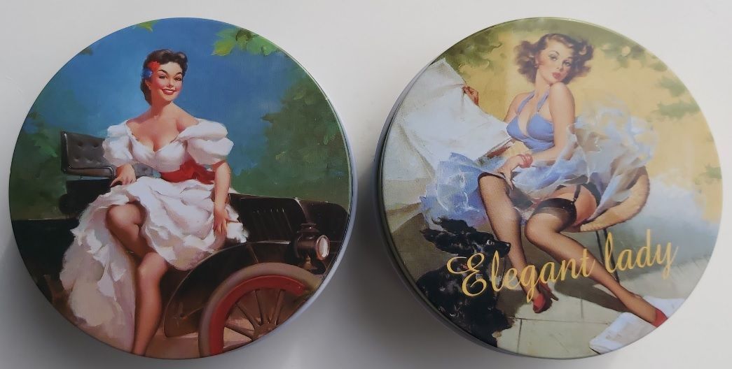 Scatola Latta Tonda Vintage Round Tin Box Lady Scatola Latta Tonda Vintage Round Tin Box Lady