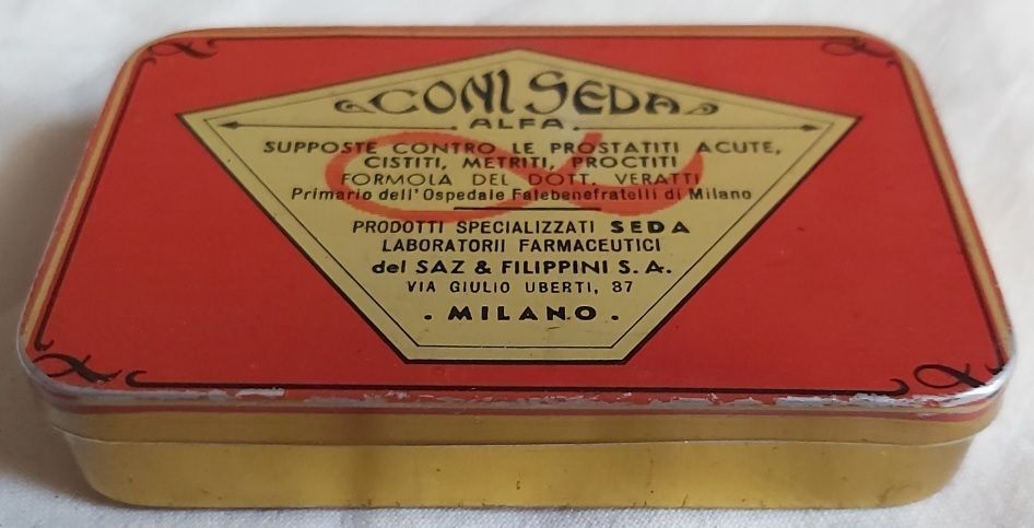 Scatolina Latta Coni Seda Alfa Supposte Del Saz & Filippini Inizi '900 Dt. Veratti (medico Mussolini) Scatolina Latta Coni Seda Alfa Supposte Del Saz & Filippini Inizi '900 Dt. Veratti (medico Mussolini)