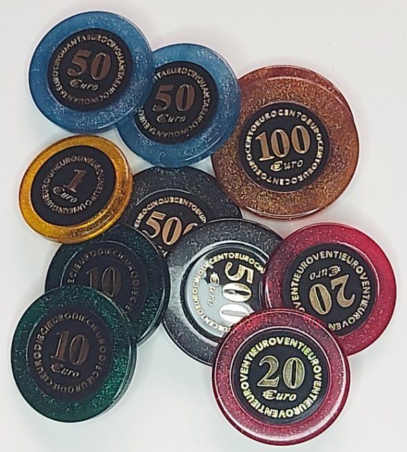 Serie ANIENE Gettoni Fiches Chips Professionali Casinò GLITTERATE