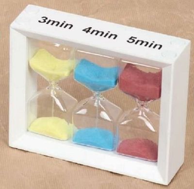 Set Clessidre 3-4-5 Minuti Altezza cm 16 Legno Bianco