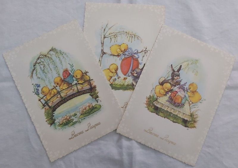 Serie Set 3 Cartoline Postali Non Viaggiate Buona Pasqua