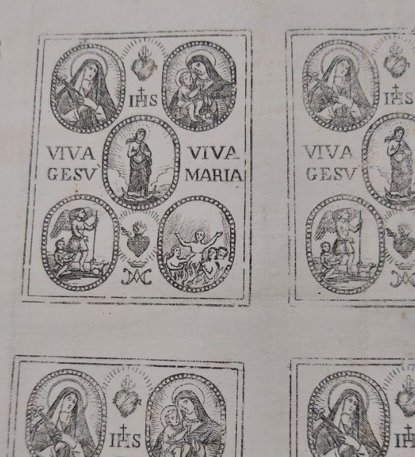 Serie di 10 Bocconcini Terapeutici Talismani Eduli Sangiuseppini Giuseppini Scapolari Viva Gesù Viva Maria Stampa su Stoffa