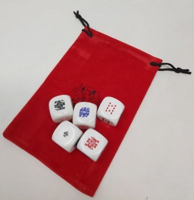 Set 5 Dadi Poker mm 20 Giant con sacchetto floccato Set 5 Dadi Poker mm 20 Giant con sacchetto floccato