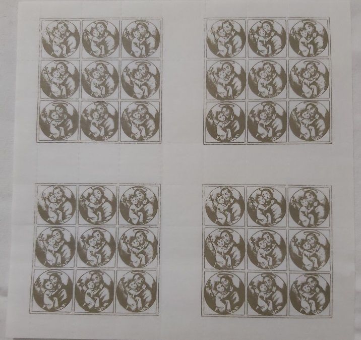 Serie di 36 Bocconcini Terapeutici Talismani Eduli Sangiuseppini Scapolari San Giuseppe con Bambino su Carta Velina Serie di 36 Bocconcini Terapeutici Talismani Eduli Sangiuseppini Scapolari San Giuseppe con Bambino su Carta Velina