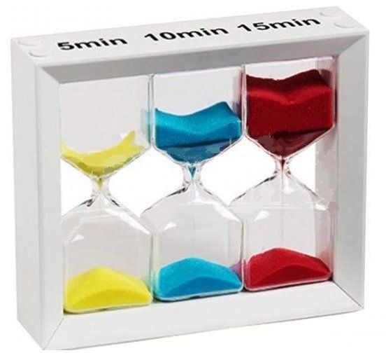 Set Clessidre 5-10-15 Minuti Altezza cm 20 Legno Bianco