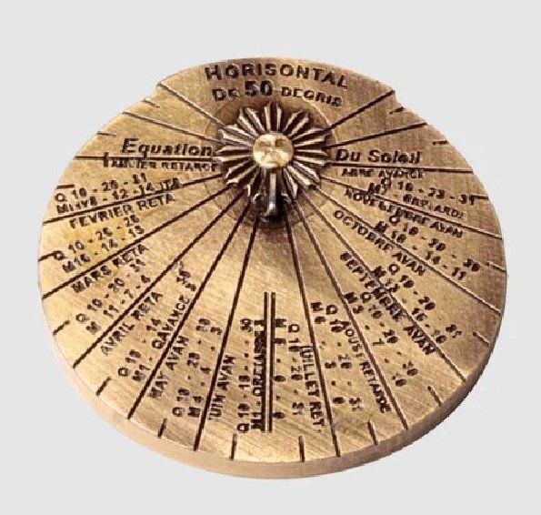 Spilletta Quadrante Orologio Solare Orizzontale in Ottone Horizontal Dial Brass