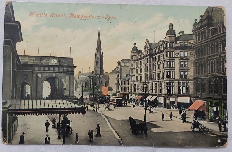 Souvenir Post Card Cartolina Postale Viaggiata Neville Street Newcastle on June 1908