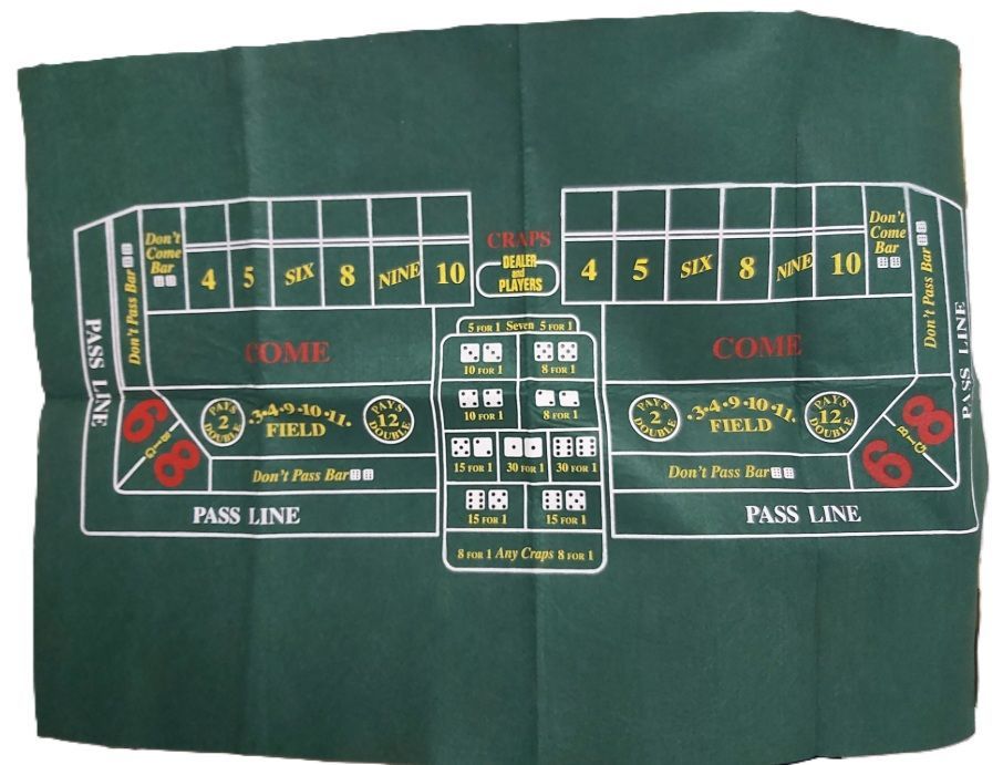 Tappeto Panno Gioco Dadi Craps Layout Feltro 60x90 CRAPS1 Tappeto Panno Gioco Dadi Craps Layout Feltro 60x90 CRAPS1