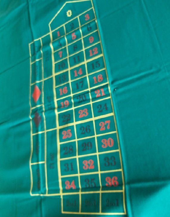 Tappeto Roulette Professional Casinò Americano "0" Layout Inglese Bordo Rosso