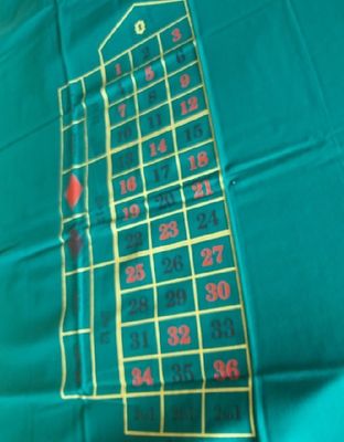 Tappeto Roulette Professional Casinò Americano "0" Layout Inglese Bordo Rosso