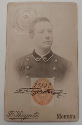 Tessera Fotografica Ufficiali In Viaggio sulle Ferrovie Timbro a Secco e Bollo 1897 Tessera Fotografica Ufficiali In Viaggio sulle Ferrovie Timbro a Secco e Bollo 1897