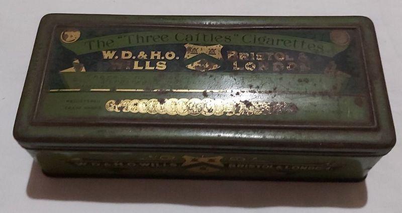 Tobacciana Scatola VUOTA Latta Tabacco Tobacco Tin Box The Three Castles Cigarettes