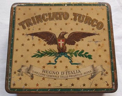 Tobacciana Scatola Latta Tabacco Trinciato Turco Regno d’Italia Tobacco Tin Box Tobacciana Scatola Latta Tabacco Trinciato Turco Regno d’Italia Tobacco Tin Box