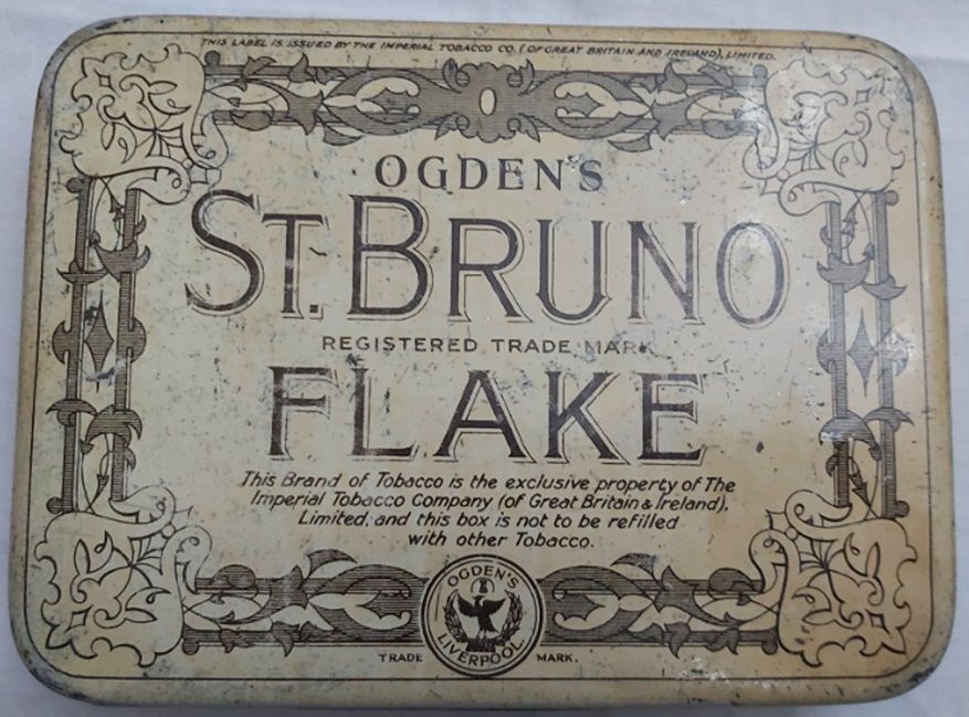 Tobacciana Scatola VUOTA Latta Tin Box Ogden's Liverpool St. Bruno Flake Tobacciana Scatola VUOTA Latta Tin Box Ogden's Liverpool St. Bruno Flake