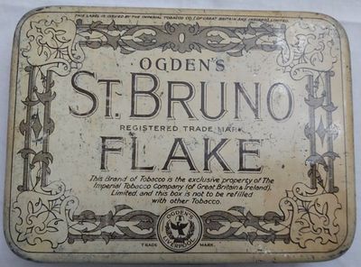 Tobacciana Scatola VUOTA Latta Tin Box Ogden's Liverpool St. Bruno Flake Tobacciana Scatola VUOTA Latta Tin Box Ogden's Liverpool St. Bruno Flake