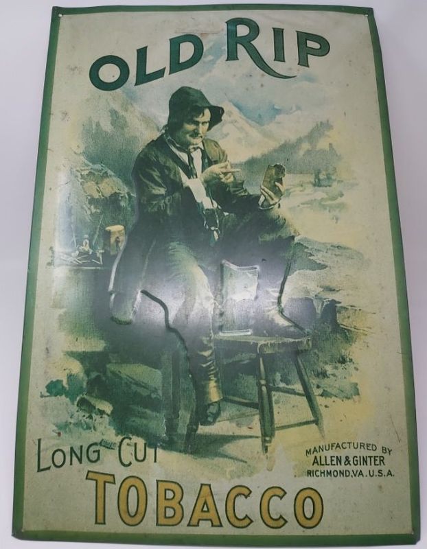 Tobacciana Pubblicità Latta Poster Old Rip long Cut Tobacco