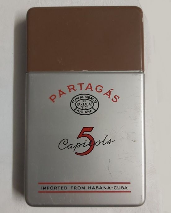Tobacciana Scatola VUOTA Metallo Tin Box Cigars Sigari Partagas 5 Capitols Tobacciana Scatola VUOTA Metallo Tin Box Cigars Sigari Partagas 5 Capitols