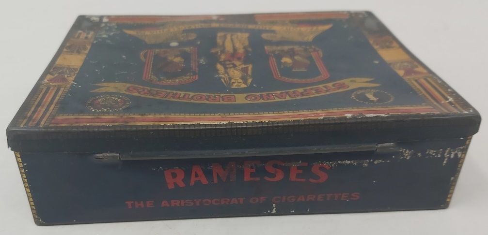 Tobacciana Scatola VUOTA Latta Turkish Tabacco Egyptian Cigarettes Rameses II Tin Box 1910