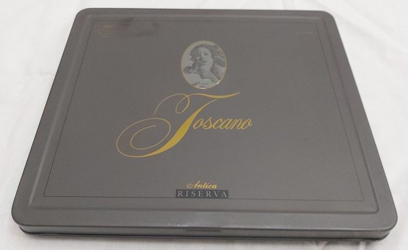 Tobacciana Scatola VUOTA Latta Sigaro Toscano Antica Riserva Tobacco Cigars Tin Box