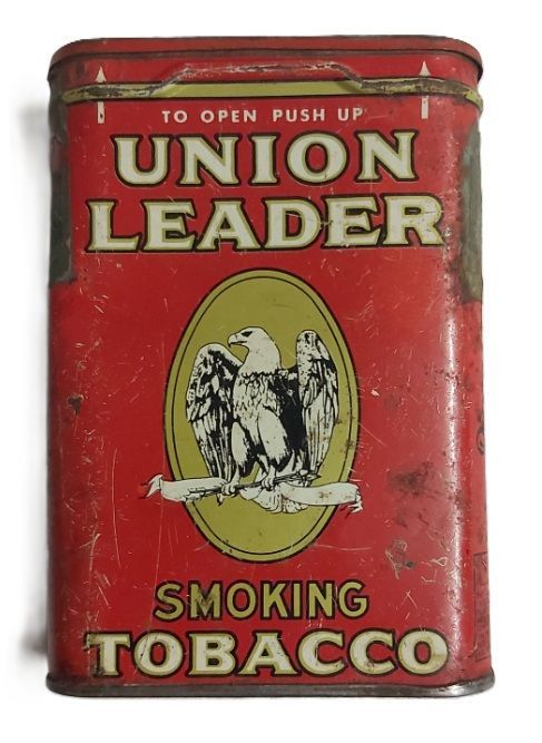 Tobacciana Scatola VUOTA Metallo Tin Box Union Leader Smoking Tobacco Tobacciana Scatola VUOTA Metallo Tin Box Union Leader Smoking Tobacco