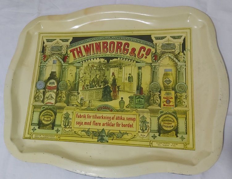 Vassoio in Latta Tin Tray TH. Winborg & Co 2735 Usato Vintage Vassoio in Latta Tin Tray TH. Winborg & Co 2735 Usato Vintage