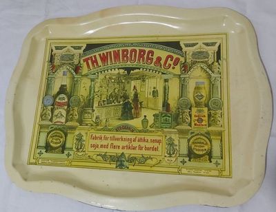 Vassoio in Latta Tin Tray TH. Winborg & Co 2735 Usato Vintage Vassoio in Latta Tin Tray TH. Winborg & Co 2735 Usato Vintage