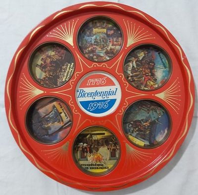 Vassoio Commemorativo Latta Bicentennial Tin Drink Tray 1776-1976 Vassoio Commemorativo Latta Bicentennial Tin Drink Tray 1776-1976