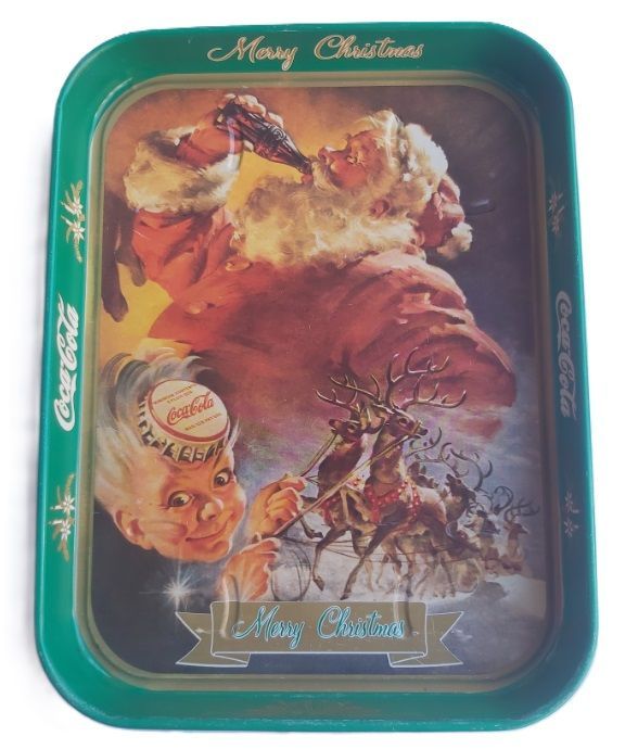 Vassoio Latta Pubblicitaria CocaCola Merry Christmas Coca Cola Babbo Natale Nonnina Vassoio Latta Pubblicitaria CocaCola Merry Christmas Coca Cola Babbo Natale Nonnina