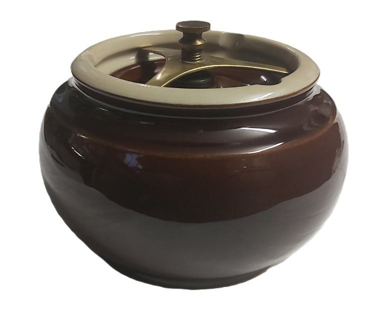 Vaso Vintage Humidor Porta Tabacco Pipa Ceramica Chiusura Ottone England