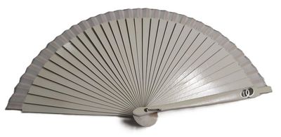 Ventaglio Sposa Matrimonio Spagnolo Legno Balsa Bianco Finiture Argento Intarsio Fedi