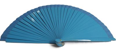 Ventaglio Spagnolo in Legno Tinta Unita Colore Azzurro con Glitter Ventaglio Spagnolo in Legno Tinta Unita Colore Azzurro con Glitter