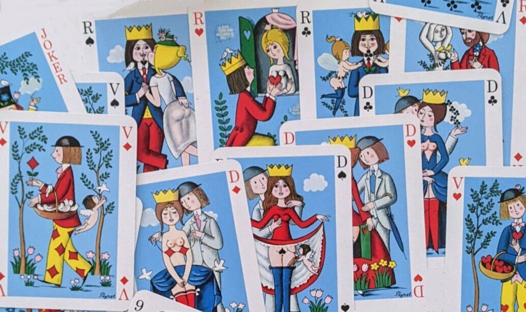 Mazzo di Carte da Gioco Ramino Les Amoureux de Raymond Peynet Grimaud anno 1974 Mazzo di Carte da Gioco Ramino Les Amoureux de Raymond Peynet Grimaud anno 1974