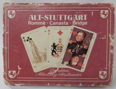 Mazzo di Carte Ramino Alt-Stuttgart (Tutta Stoccarda) Rommé Canasta Bridge 1978 ASS Vintage Mazzo di Carte Ramino Alt-Stuttgart (Tutta Stoccarda) Rommé Canasta Bridge 1978 ASS Vintage
