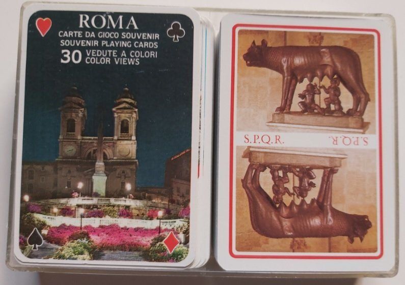Mazzo di Carte Ramino (2Poker) Souvenir di Roma S.P.Q.R. 30 Vedute a Colori