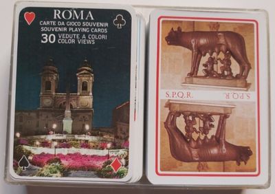 Mazzo di Carte Ramino (2Poker) Souvenir di Roma S.P.Q.R. 30 Vedute a Colori Mazzo di Carte Ramino (2Poker) Souvenir di Roma S.P.Q.R. 30 Vedute a Colori