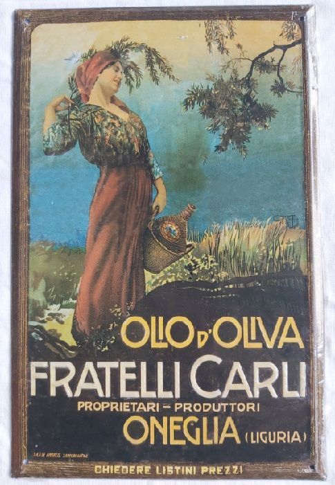 Olio d'Oliva Fratelli Carli Targa Latta Hachette Targhe Pubblicitarie Collezione Olio d'Oliva Fratelli Carli Targa Latta Hachette Targhe Pubblicitarie Collezione