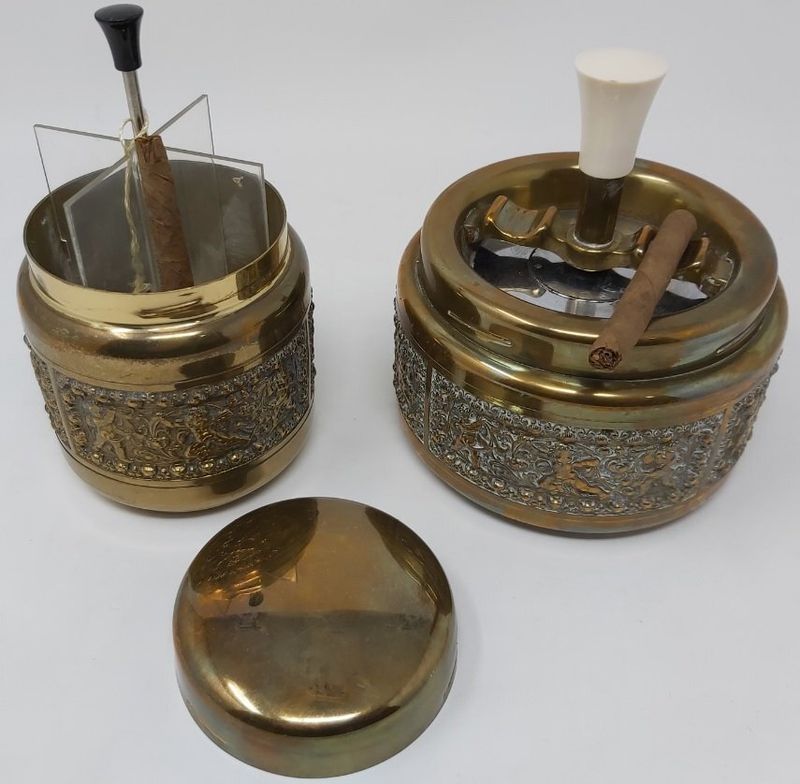 Parure Coppia Set Fumo Portasigarette e Posacenere Vintage in ottone  Anni ’60 Germany