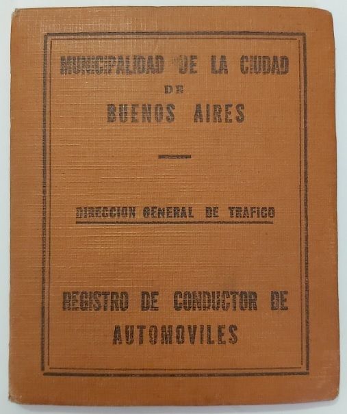 Patente di Guida Municipalidad de la Ciudad de Buenos Aires 1930 Vintage Patente di Guida Municipalidad de la Ciudad de Buenos Aires 1930 Vintage