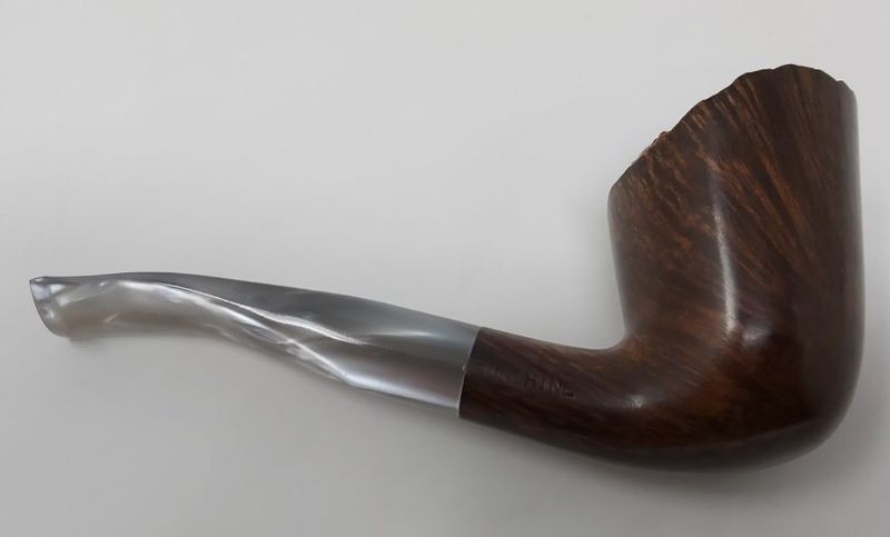 Pipa Gasparini Sunshine curva fatta a mano Artisan bocchino grigio con effetto madreperlato